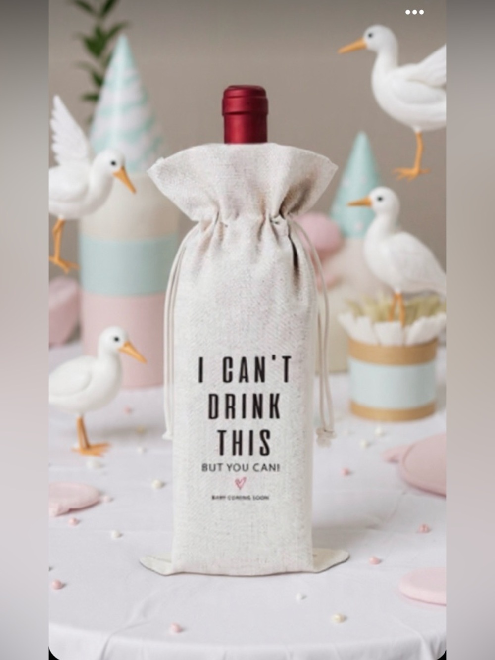 I Can't Drink This But You Can Baby Announcement Wine Bag for Pregnancy Reveal